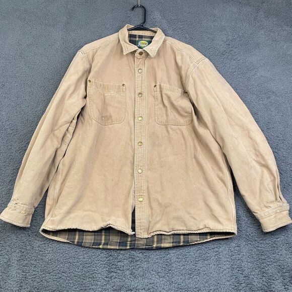 Cabela's Men Duck Canvas Jacket L Tall Flannel Lined Chore Barn Utility Outdoor